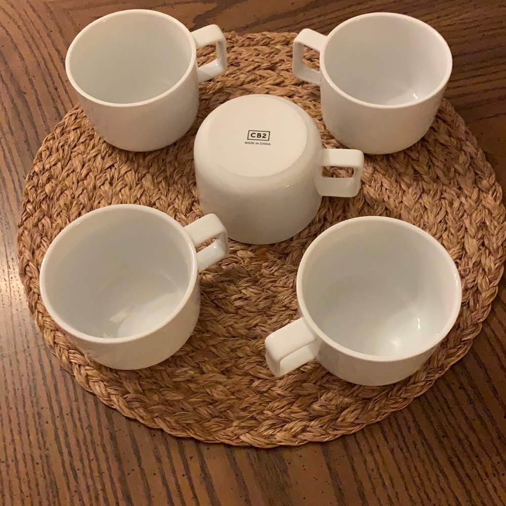 CB2 White Mugs